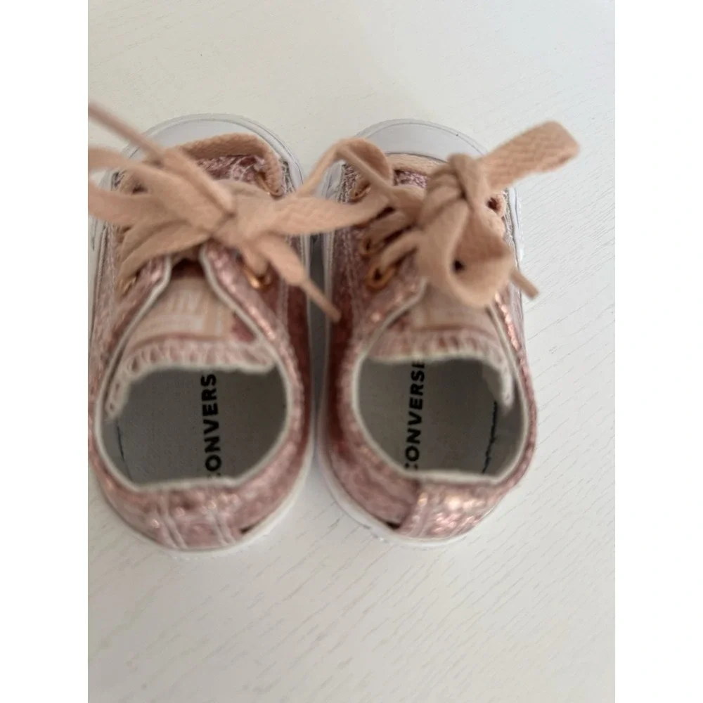 New Rose Gold Glitter Converse Shoes Sneakers Toddler Baby Girl Size 3